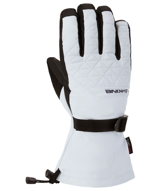 BACK OF HAND VIEW OF DAKINE WOMENS CAMINO GLOVE FEATURES TOUCHSCREEN COMPATIBILITY AND DK DRY™ INSE…