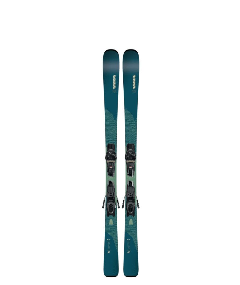 MAIN IMAGE OF K2 WOMENS BLUR 76 QUIKCLIK FREE DOWNHILL SKIS IN BLUE/AQUA/WHITE 142 WITH SMOOTH TURN…