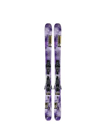 TOPSHEET VIEW OF K2 WOMENS RECKONER 92 QUIKCLIK DOWNHILL SKIS FEATURES TWIN TIP DESIGN AND PLAYFUL …