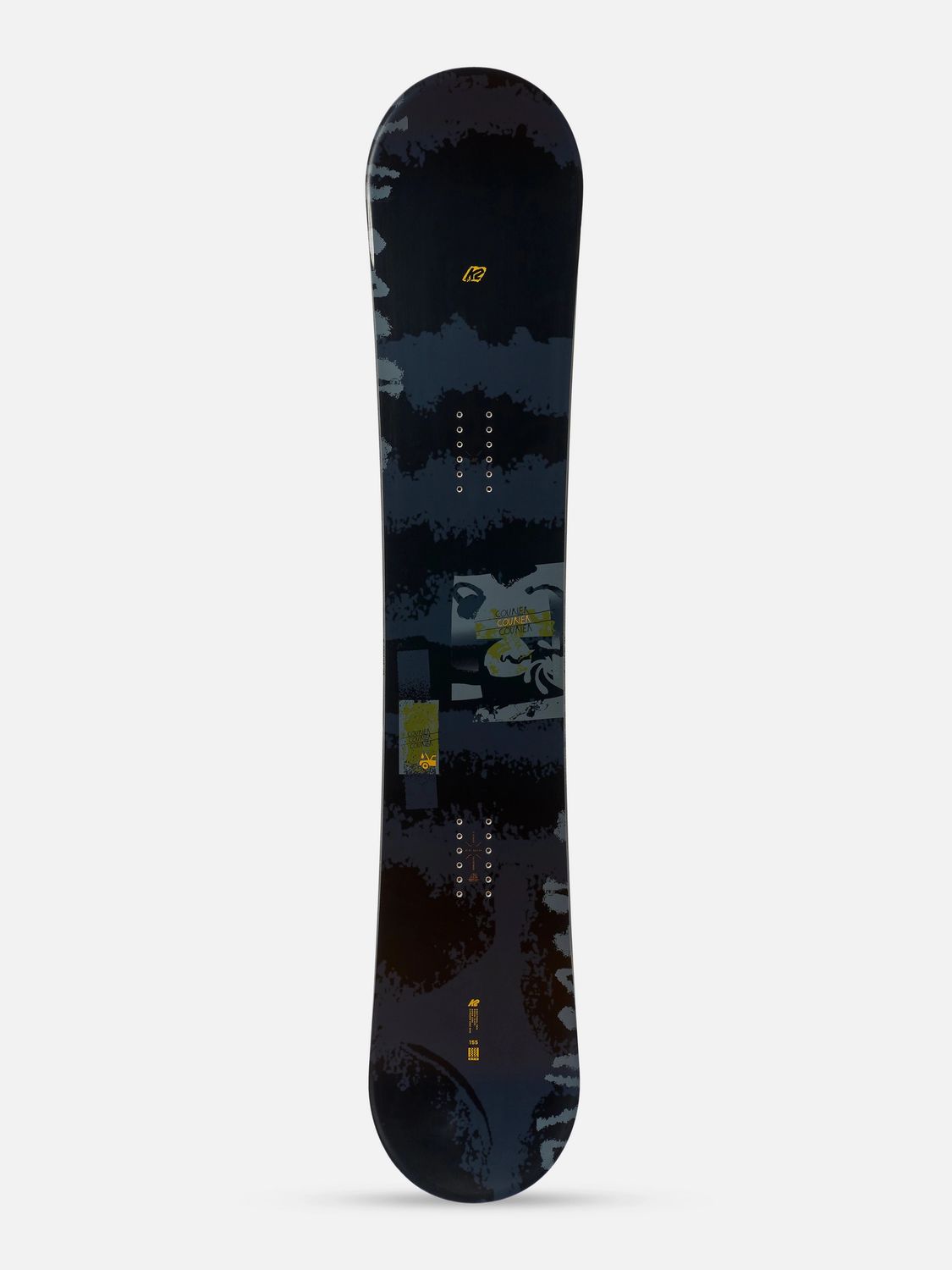 MAIN IMAGE OF K2 MENS COURIER SNOWBOARD IN BLACK/NAVY/GREEN 152 WITH DIRECTIONAL TWIN SHAPE AND ULT…