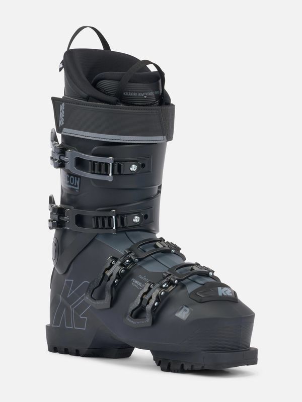 FRONT VIEW OF K2 MENS RECON 100 MV DOWNHILL SKI BOOT FEATURES MAXIMUM COMFORT AND FULLY HEAT-MOLDAB…