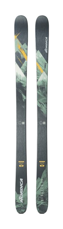 TOPSHEET VIEW OF NORDICA MENS ENFORCER 94 DOWNHILL SKIS FEATURES EXCEPTIONAL VERSATILITY AND WOOD C…