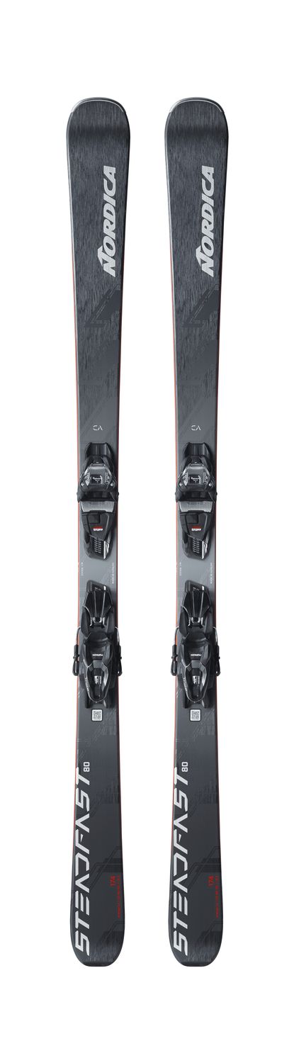 MAIN IMAGE OF NORDICA MENS STEADFAST 80 TP2 COMPACT 10 FDT DOWNHILL SKIS IN BLACK/WHITE 162 WITH EA…