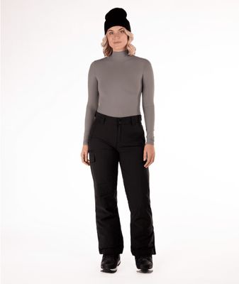 FRONT VIEW OF BOULDER GEAR WOMENS SLOPE CARGO SNOW PANT FEATURES INSULATED WARMTH AND BREATHABLE WA…