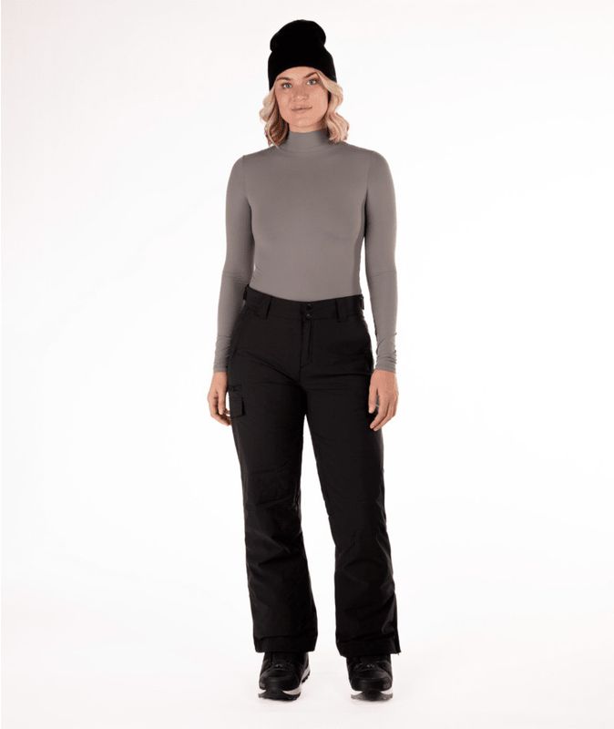 FRONT VIEW OF BOULDER GEAR WOMENS SLOPE CARGO SNOW PANT FEATURES INSULATED WARMTH AND BREATHABLE WA…