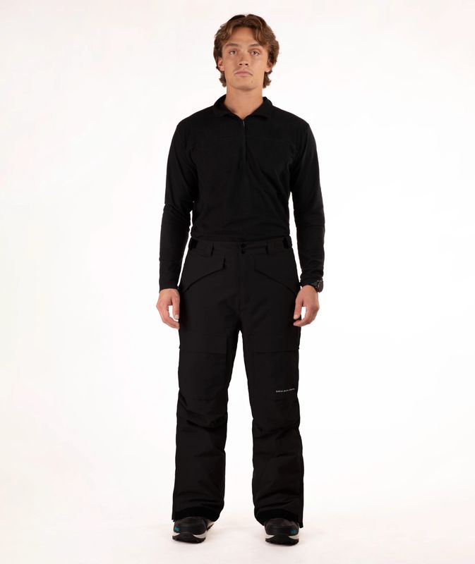 FRONT VIEW OF BOULDER GEAR MENS STOMP CARGO SNOW PANT FEATURES INSULATED WARMTH AND BREATHABLE WATE…