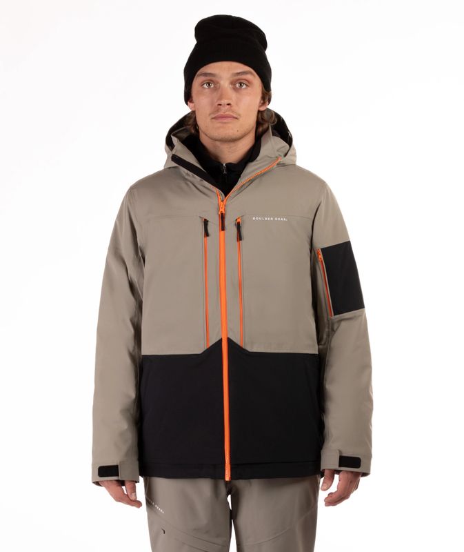 FRONT VIEW OF BOULDER GEAR MENS TREMOR WINTER JACKET FEATURES DETACHABLE HOOD AND BREATHABLE WATERP…
