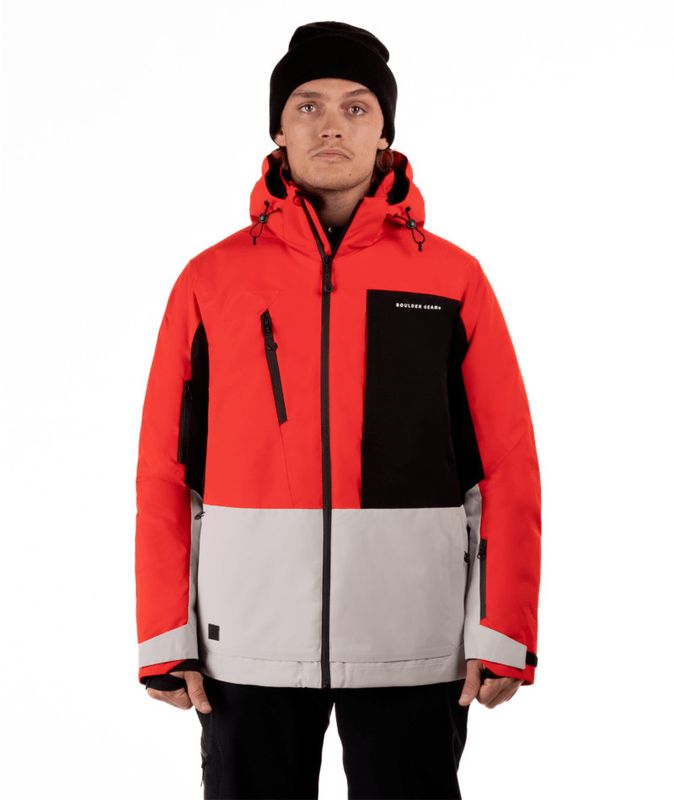 FRONT VIEW OF BOULDER GEAR MENS REACTOR WINTER JACKET FEATURES BREATHABLE WATERPROOFING AND 100% SE…