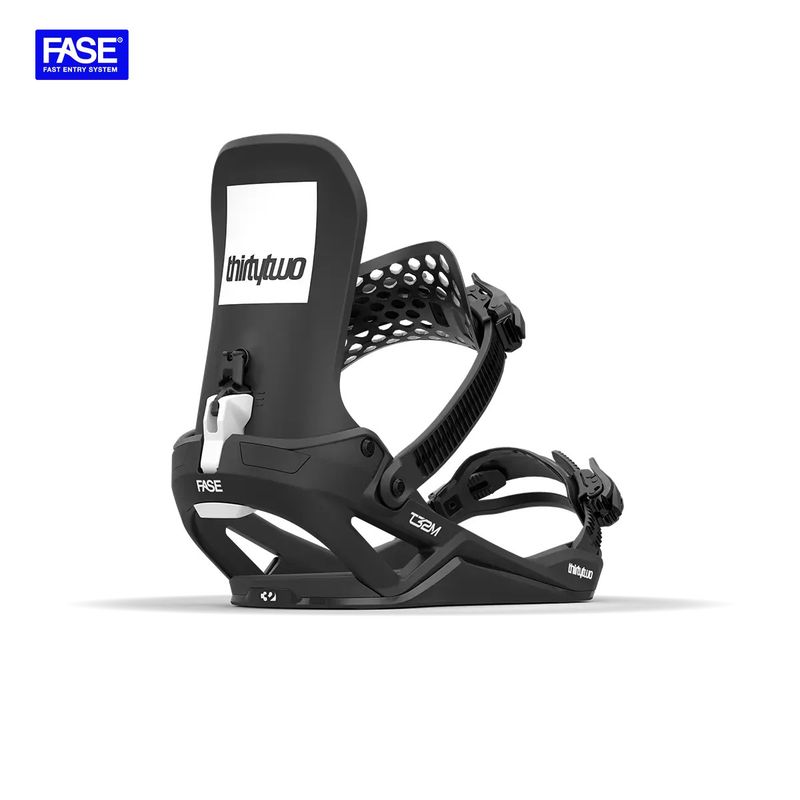 BACK VIEW OF THIRTY TWO UNISEX T32M FASE® SNOWBOARD BINDING FEATURES FAST ENTRY SYSTEM AND UNCOMPRO…