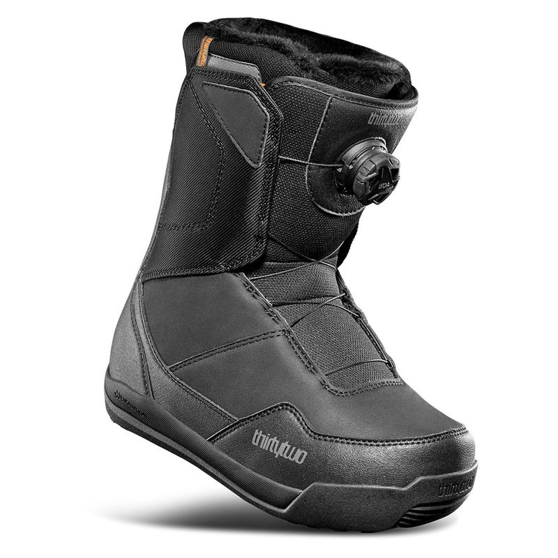 FRONT VIEW OF THIRTY TWO WOMENS SHIFTY BOA SNOWBOARD BOOTS FEATURES SOFT FLEX AND BOA FIT SYSTEM FO…