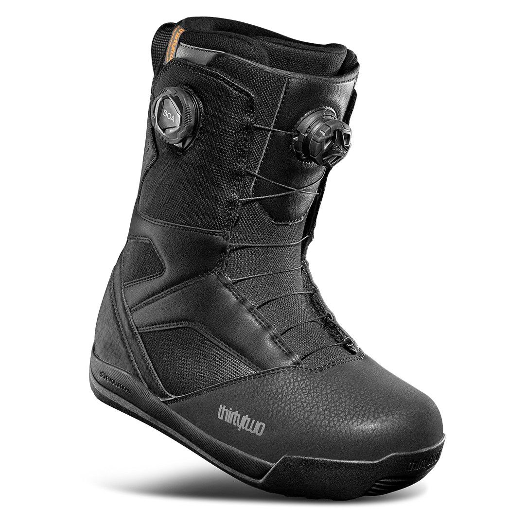 MAIN IMAGE OF THIRTY TWO MENS STW DOUBLE BOA SNOWBOARD BOOTS IN BLACK 9.5 WITH SOFT FLEX AND DUAL B…