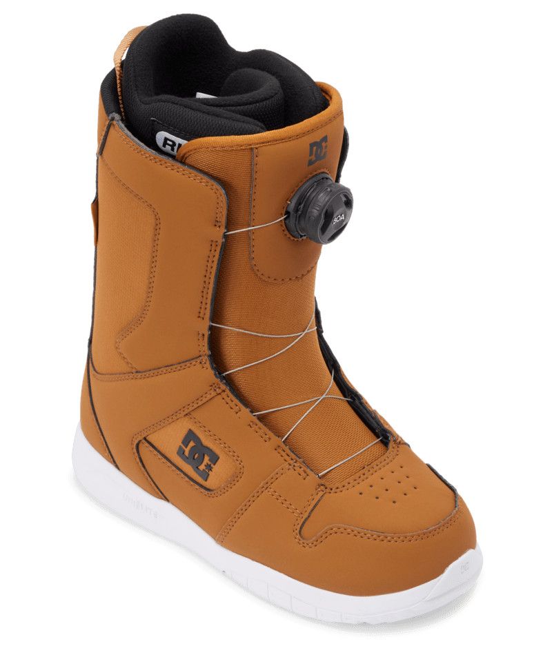 MAIN IMAGE OF DC WOMENS PHASE BOA SNOWBOARD BOOTS IN WHEAT/WHITE 7 WITH THERMAL-REGULATING FLEECE L…
