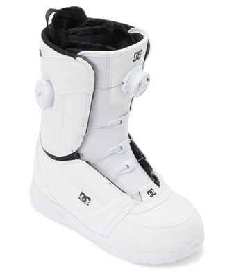 BOA VIEW OF DC WOMENS LOTUS SNOWBOARD BOOTS FEATURES PREMIUM ULTRA-COMFY LINER AND DUAL ZONE BOA FI…