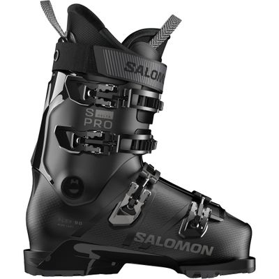 SIDE VIEW OF SALOMON MENS S/PRO DELTA 90 GW DOWNHILL SKI BOOT FEATURES CUSTOMIZED FIT AND GRIPWALK …