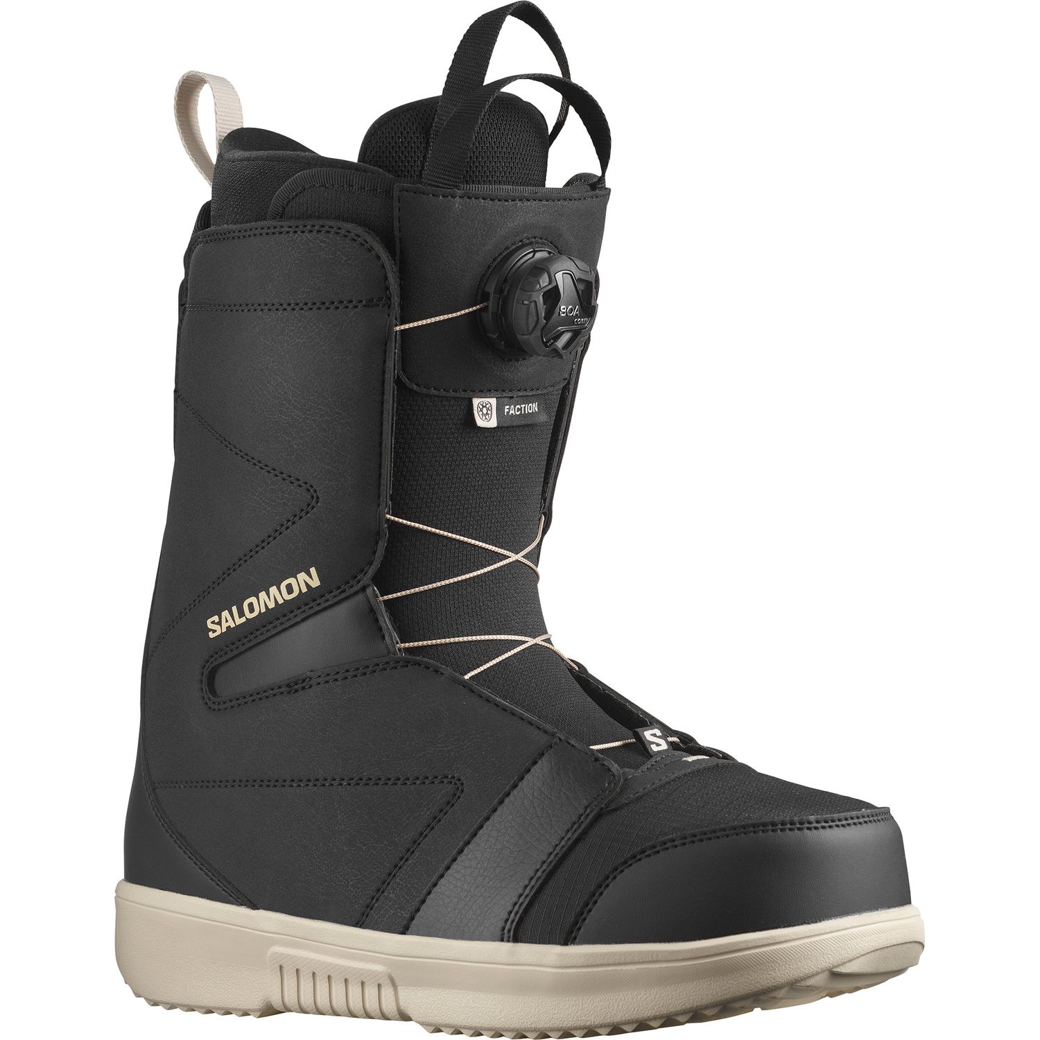 MAIN IMAGE OF SALOMON MENS FACTION BOA SNOWBOARD BOOTS IN BLACK 9.5 WITH HEAT MOLDABLE LINER AND SO…