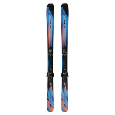 TOPSHEET VIEW OF SALOMON MENS STANCE 84 + MI12 DOWNHILL SKIS FEATURES POPLAR WOOD CORE AND TITANAL …