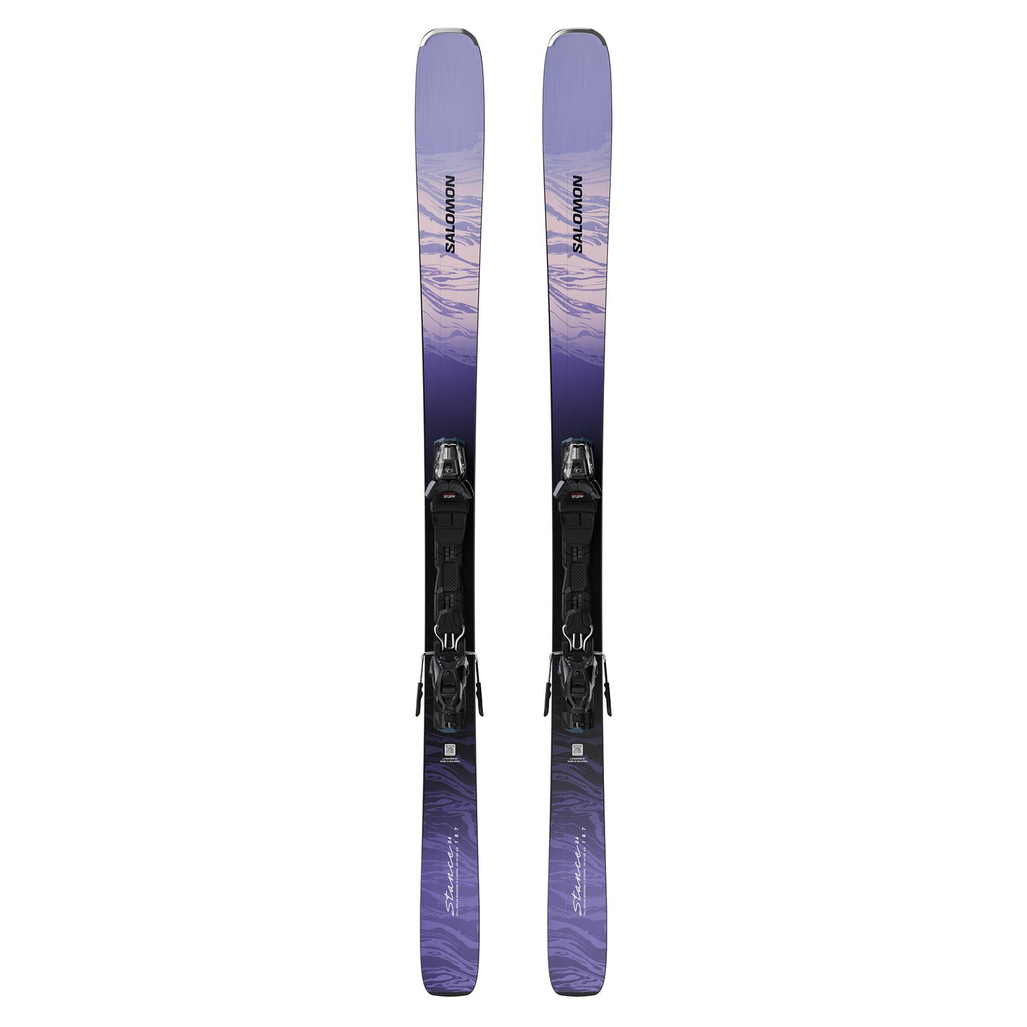 MAIN IMAGE OF SALOMON WOMENS STANCE 84 + M11 DOWNHILL SKIS IN SWEET LAVENDER/BLEACHED DENIM/FAIRY 1…