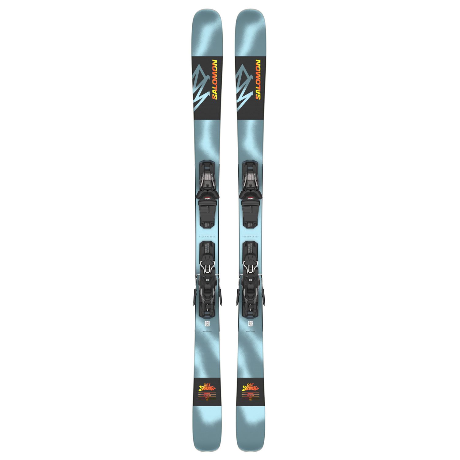 MAIN IMAGE OF SALOMON MENS QST SPARK + M10 DOWNHILL SKIS IN AQUATIC/FLAME ORANGE 157 WITH POPPY WOO…
