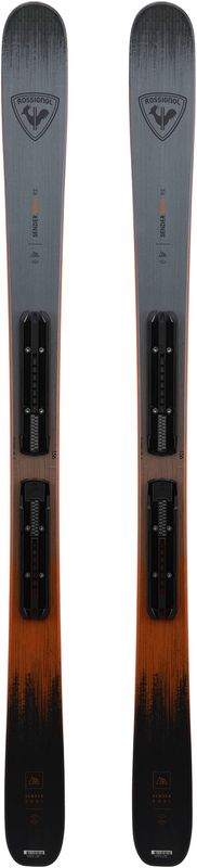 TOPSHEET VIEW OF ROSSIGNOL MENS SENDER SOUL 92 W/ XP11 GW DOWNHILL SKIS FEATURES TWIN TIP SHAPE AND…