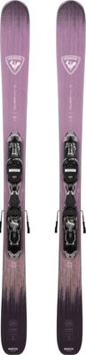 TOPSHEET VIEW OF ROSSIGNOL WOMENS RALLYBIRD SOUL 92 W/ XP11 GW DOWNHILL SKIS FEATURES TWIN TIP SHAPE