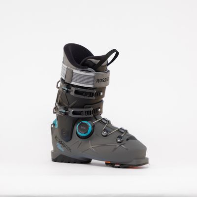 FRONT VIEW OF ROSSIGNOL MENS ALLTRACK BOA GW DOWNHILL SKI BOOT FEATURES EASY ENTRY AND BOA FIT SYST…