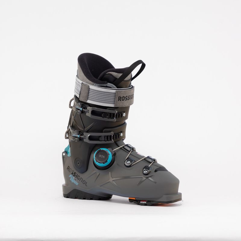 FRONT VIEW OF ROSSIGNOL MENS ALLTRACK BOA GW DOWNHILL SKI BOOT FEATURES EASY ENTRY AND BOA FIT SYST…