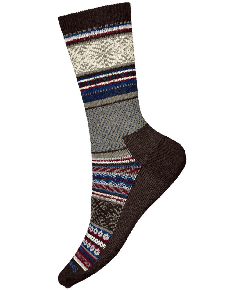 SMARTWOOL UNISEX EVERYDAY FAIR ISLE SWEATER CREW SOCKS 24, Color: CHESTNUT, Size: SMALL