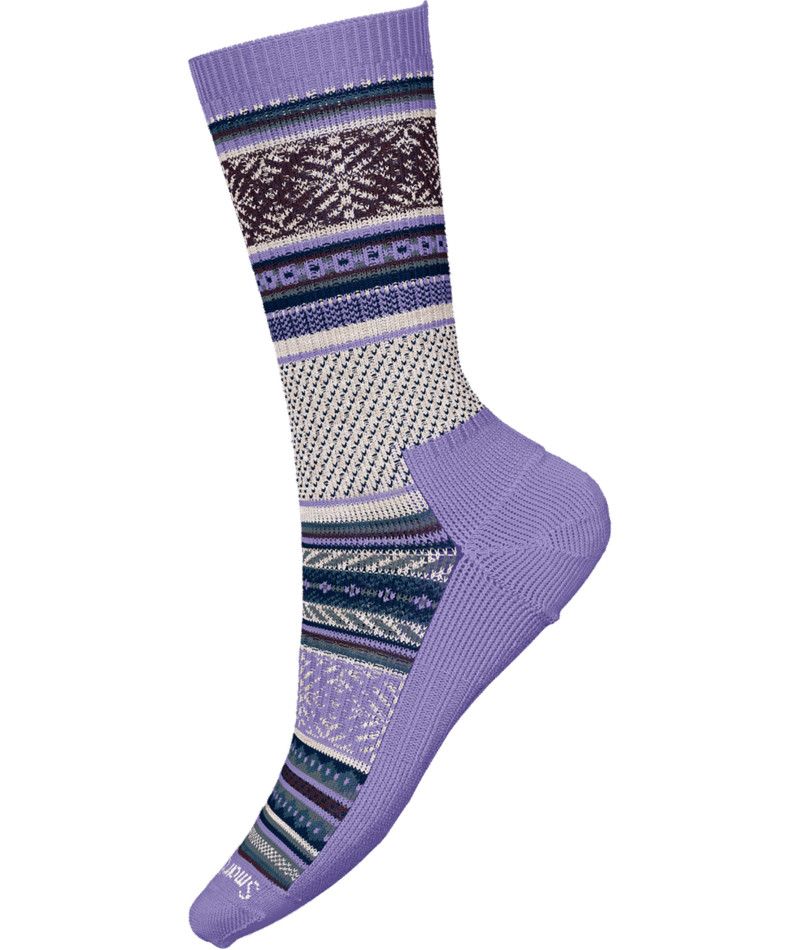 SMARTWOOL UNISEX EVERYDAY FAIR ISLE SWEATER CREW SOCKS 25, Color: ULTRA VIOLET, Size: SMALL