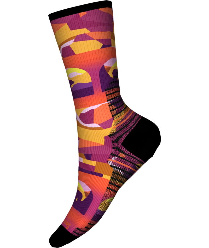 SMARTWOOL WOMENS HIKE LIGHT CUSHION BEAR COUNTRY PRINT CREW SOCKS 24, Color: ORANGE RUST, Size: SMALL