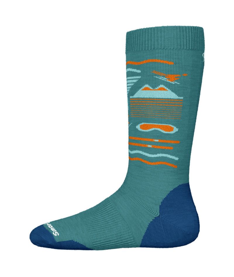 SMARTWOOL YOUTH WINTERSPORT FULL CUSHION SKI DAY OTC SOCKS 24, Color: CASCADE GREEN, Size: XS
