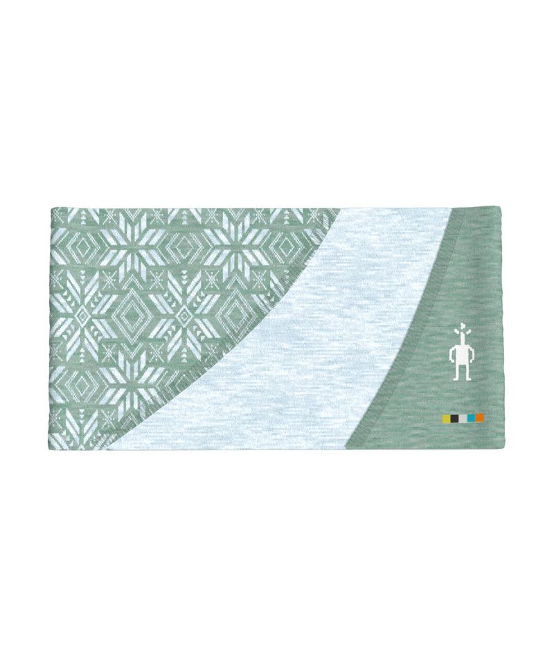 SMARTWOOL UNISEX THERMAL MERINO COLORBLOCK HEADBAND 25, Color: ARCTIC GREEN DIGI SNOW, Size: O/S