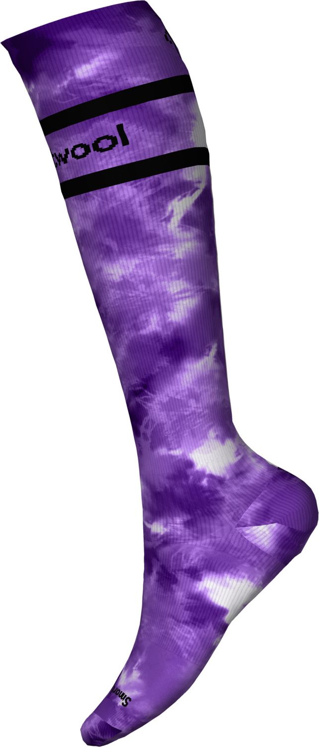 SMARTWOOL WOMENS SKI FULL CUSHION TIE DYE PRINT OTC SOCKS 25, Color: PURPLE IRIS, Size: SMALL