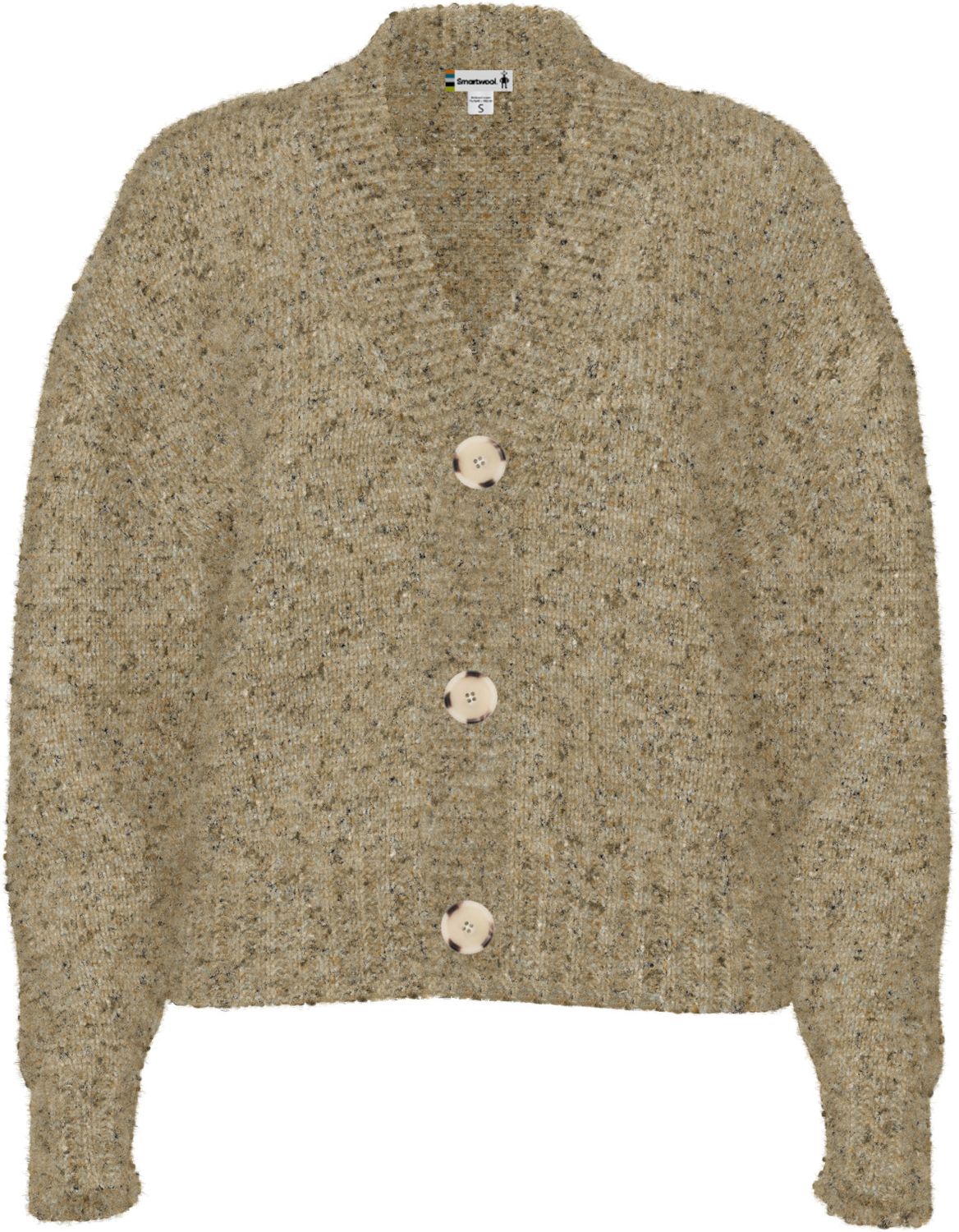 SMARTWOOL WOMENS COZY LODGE CROPPED CARDIGAN SWEATER 25, Color: OAT HEATHER, Size: SMALL