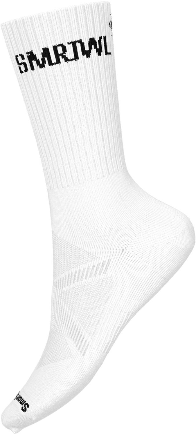 SMARTWOOL UNISEX ATHLETIC SMRTWL LOGO CREW SOCKS 25, Color: WHITE, Size: SMALL