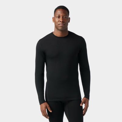 FRONT VIEW OF SMARTWOOL MENS CLASSIC THERMAL MERINO CREW BASELAYER TOP FEATURES ODOR RESISTANCE AND…