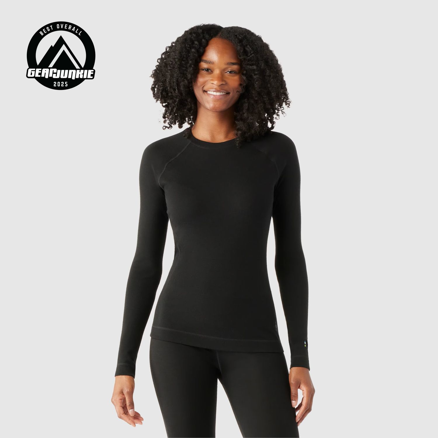 MAIN IMAGE OF SMARTWOOL WOMENS CLASSIC THERMAL MERINO CREW BASELAYER TOP IN BLACK XS WITH ODOR RESI…