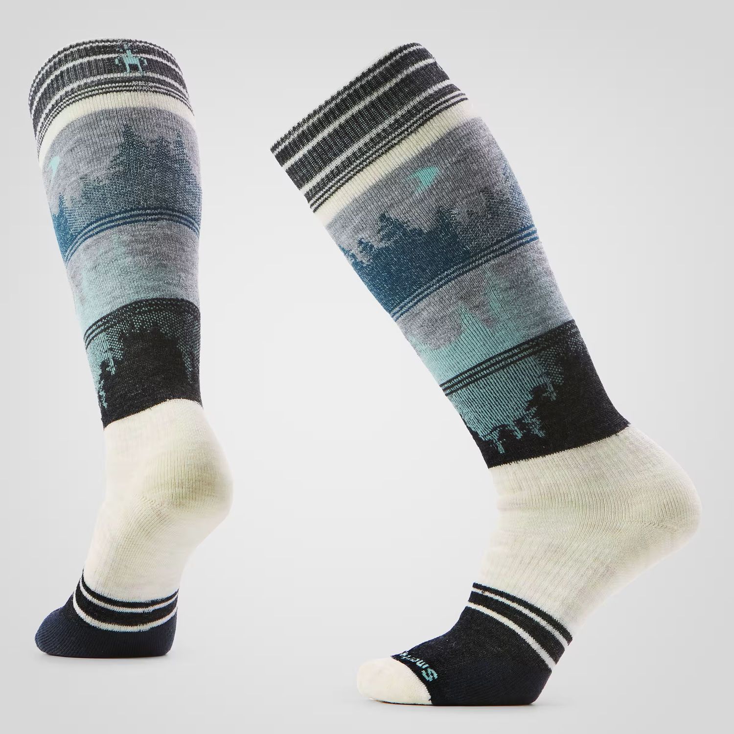 MAIN IMAGE OF SMARTWOOL WOMENS SNOWBOARD FULL CUSHION TWILIGHT VISTA OTC SOCKS IN MOONBEAM SMALL WI…