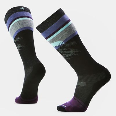 FRONT VIEW OF SMARTWOOL MENS SNOWBOARD TARGETED CUSHION MOUNTAIN SUNRISE OTC SOCKS FEATURES ENHANCE…