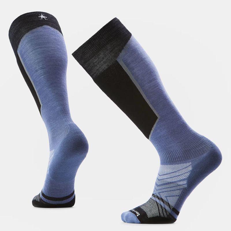 FRONT VIEW OF SMARTWOOL MENS SKI TARGETED CUSHION EXTRA STRETCH OTC SOCKS FEATURES ADDED BREATHABIL…
