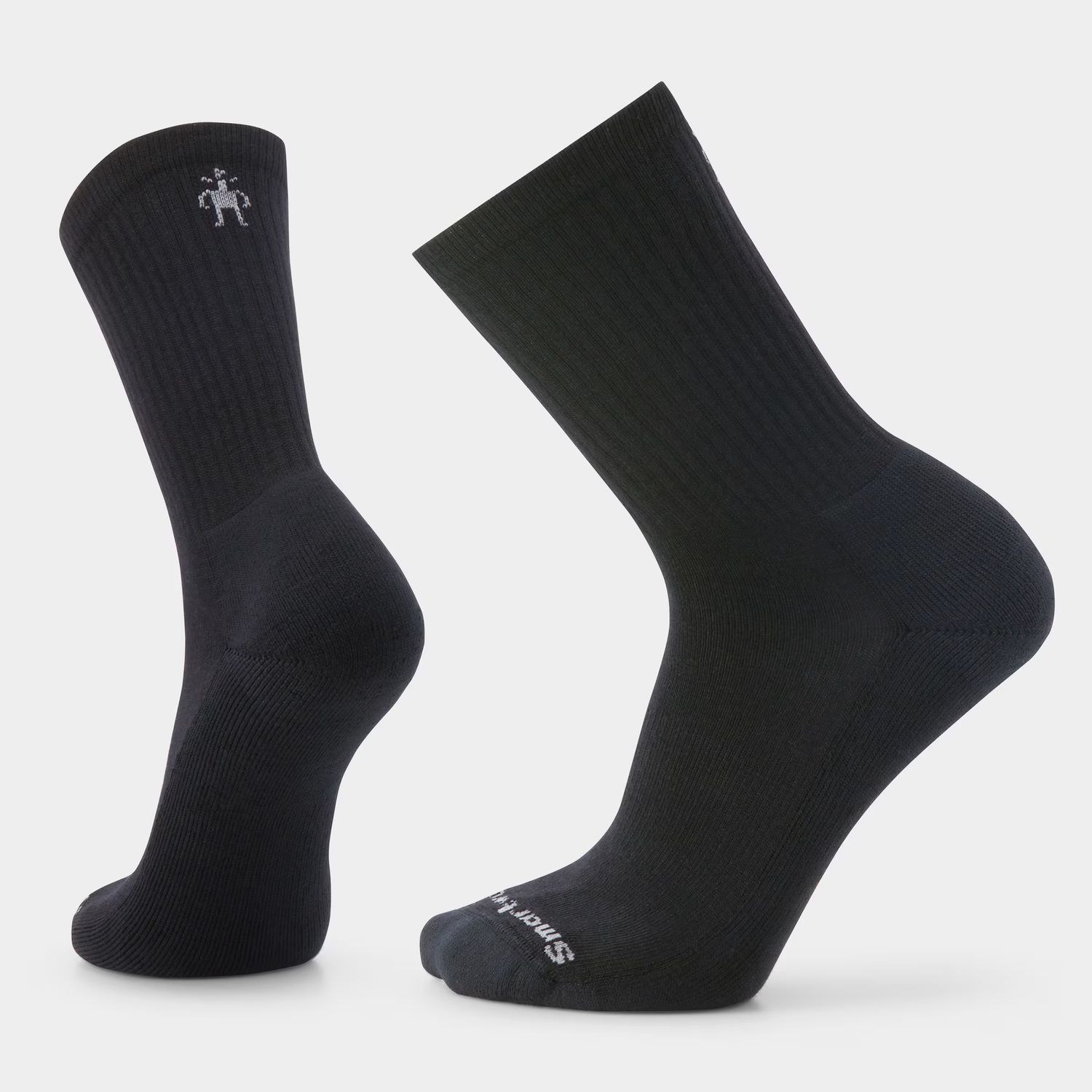 MAIN IMAGE OF SMARTWOOL UNISEX EVERYDAY SOLID RIB CREW SOCKS IN BLACK MEDIUM WITH SECURE FIT AND VE…
