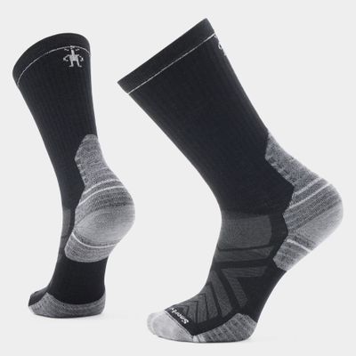 FRONT VIEW OF SMARTWOOL MENS HIKE TARGETED CUSHION CREW SOCKS FEATURES ADDED DURABILITY AND BREATHA…