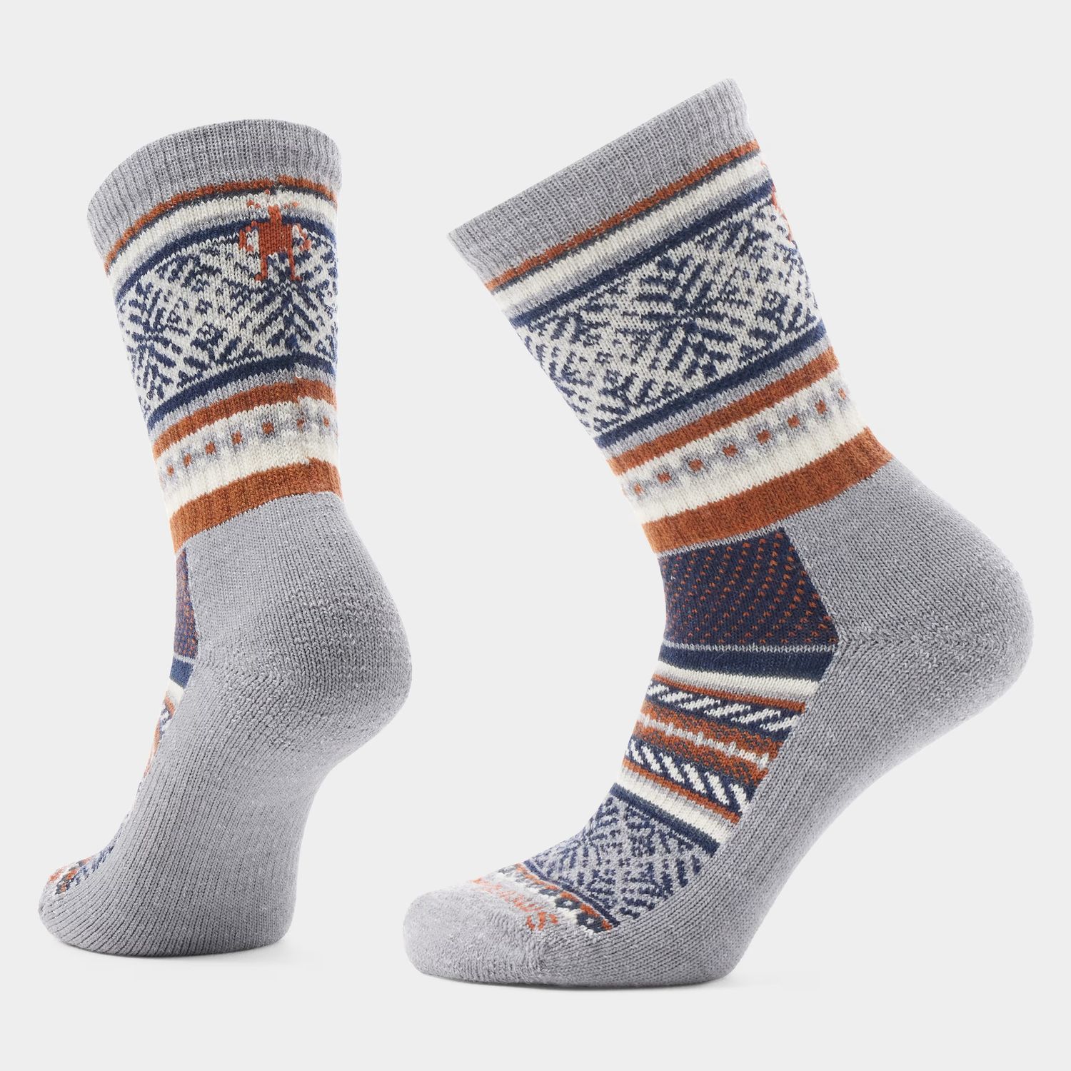 MAIN IMAGE OF SMARTWOOL WOMENS EVERYDAY COZY FAIR ISLE CREW SOCKS IN LIGHT GRAY MEDIUM WITH PREMIUM…