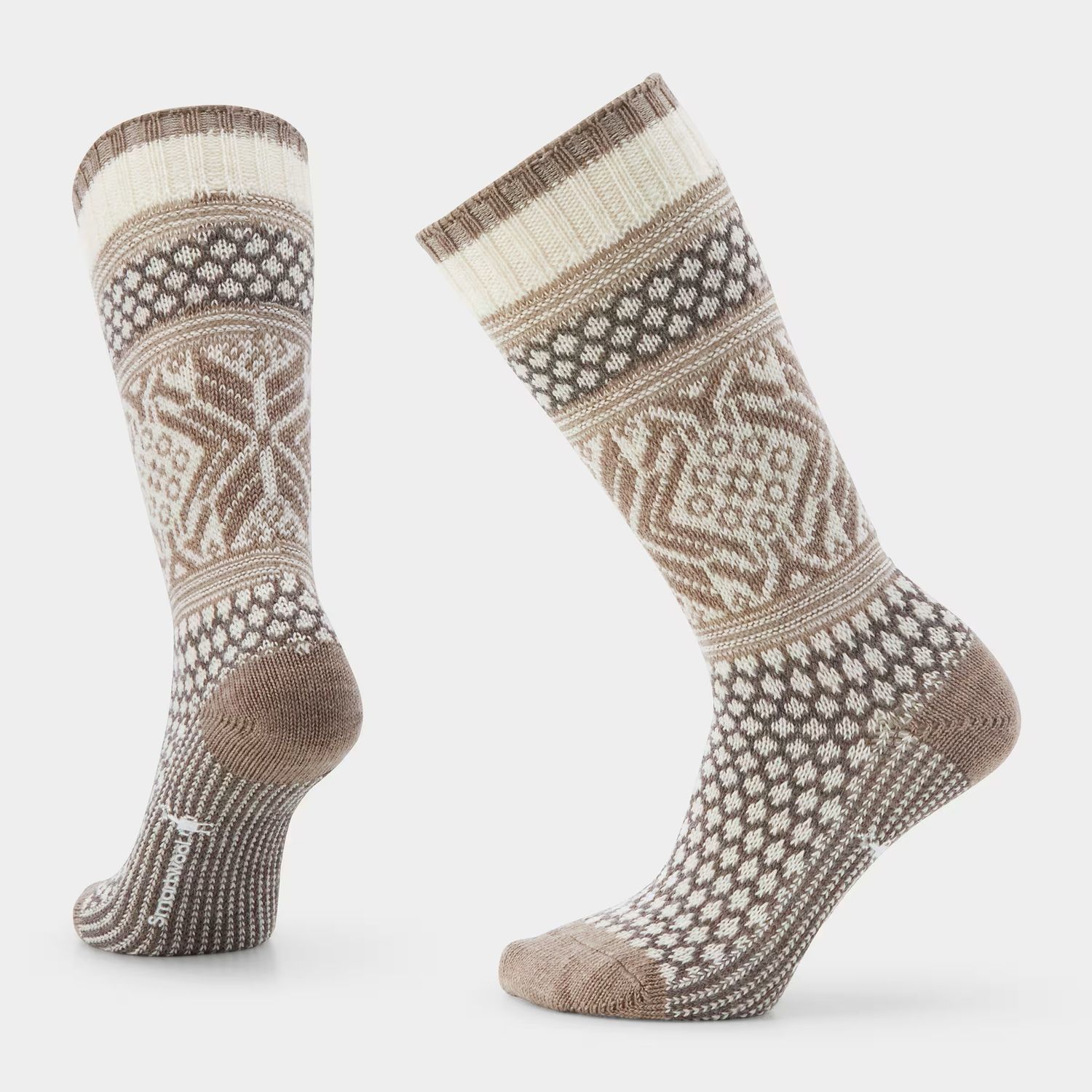 MAIN IMAGE OF SMARTWOOL WOMENS EVERYDAY COZY POPCORN SNOWFLAKE CREW SOCKS IN MOONBEAM MEDIUM WITH P…