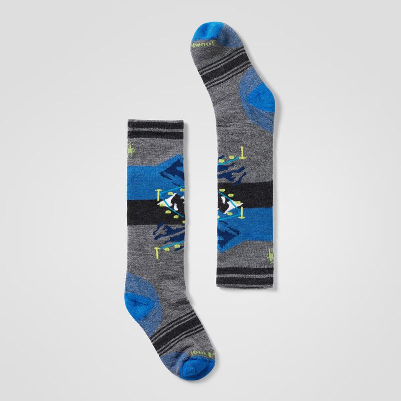 FRONT VIEW OF SMARTWOOL YOUTH WINTERSPORT FULL CUSHION GONDOLA OTC SOCKS FEATURES ENHANCED IMPACT P…