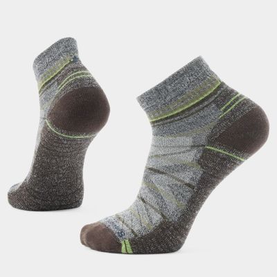 FRONT VIEW OF SMARTWOOL MENS HIKE LIGHT CUSHION PATTERN ANKLE SOCKS FEATURES IMPROVED BREATHABILITY…