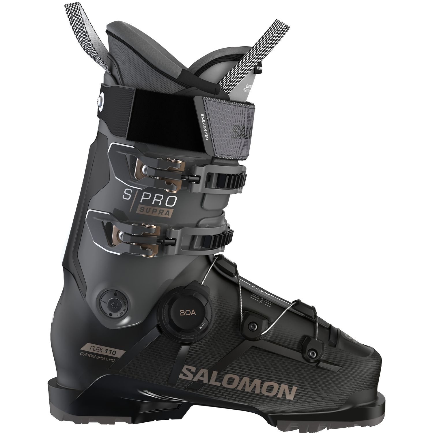 SALOMON MENS S/PRO SUPRA BOA 110 GW DOWNHILL SKI BOOT 25, Color: BLACK/BELUGA/TITANIUM METALLIC, Size: 26.5