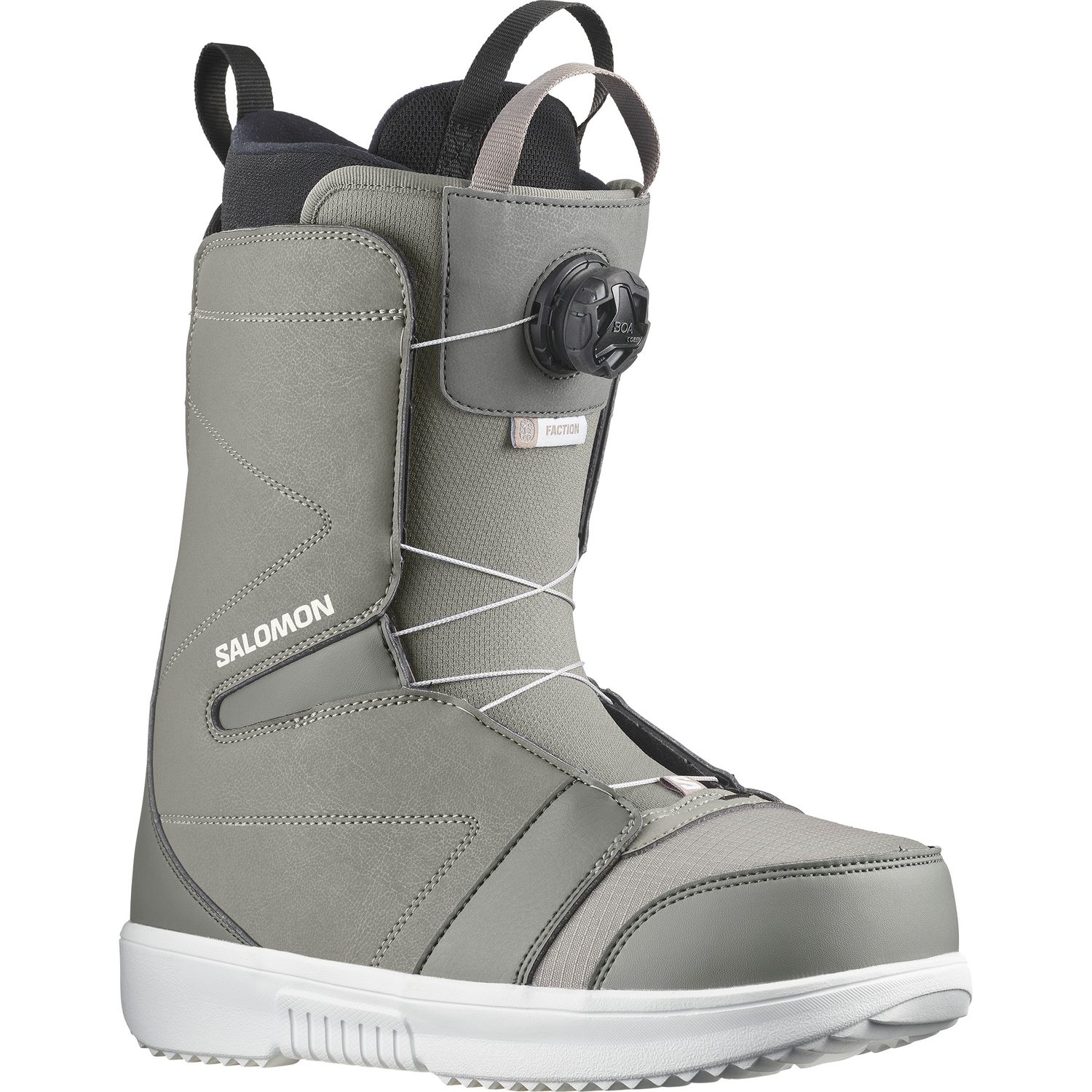 SALOMON MENS FACTION BOA SNOWBOARD BOOTS 25, Color: STEEPLE GREY/PEWTER/WHITE, Size: 12