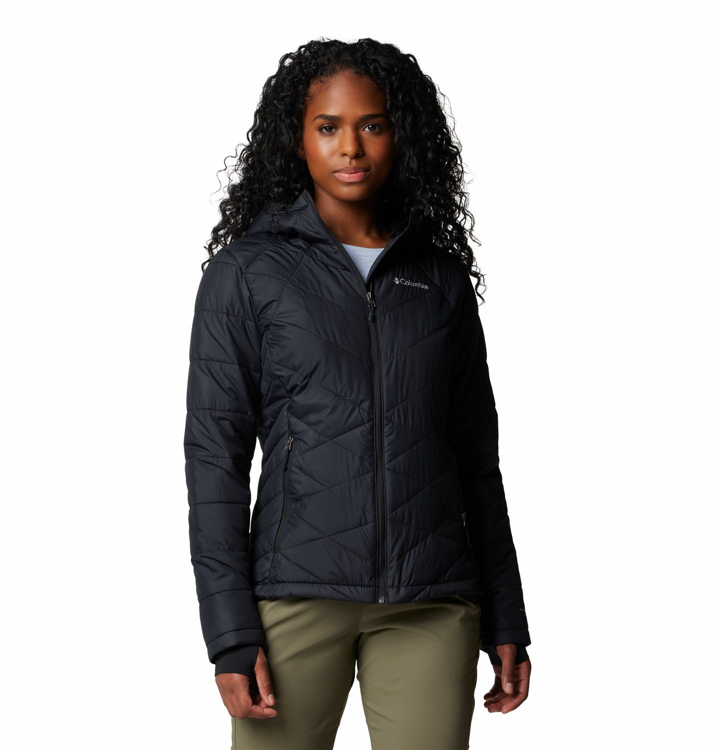 COLUMBIA WOMENS HEAVENLY HOODED WINTER JACKET 24, Color: BLACK, Size: XS