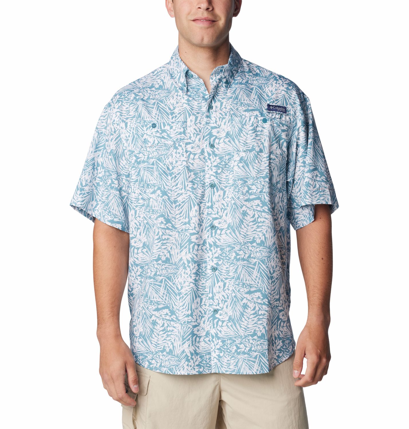 COLUMBIA MENS SUPER TAMIAMI SHORT SLEEVE SHIRT 24, Color: CANYON BLUE/TUNADO TONAL, Size: MEDIUM