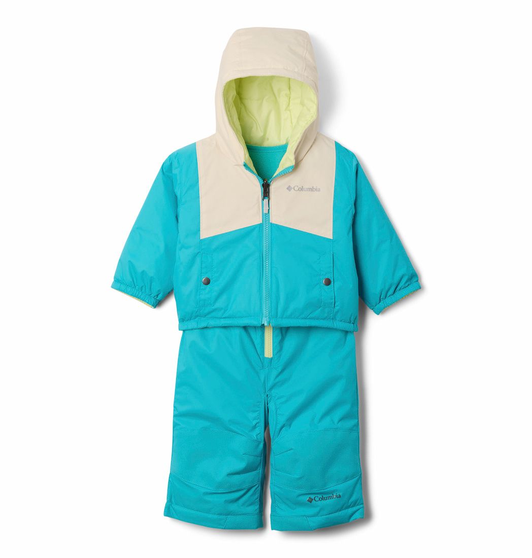 COLUMBIA YOUTH DOUBLE FLAKE™ II SET ONE PIECE OUTFIT 25, Color: GEYSER/CHALK/SPRING YELLOW, Size: 12-18M